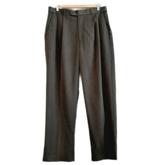 DENVER HAYES / Stretch Dress Pants Pleated Front Grey Sz 34 x 30 - Picture 1 of 9